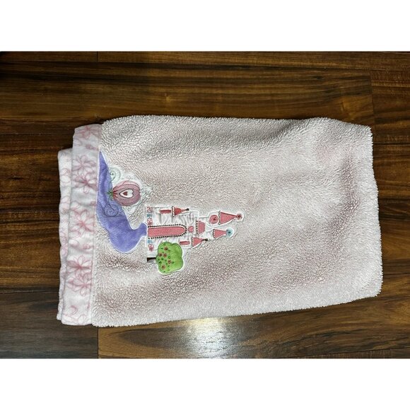 Disney Baby Cinderella Castle Pink Plush Satin Embroidered Crib Blanket READ - Picture 10 of 16